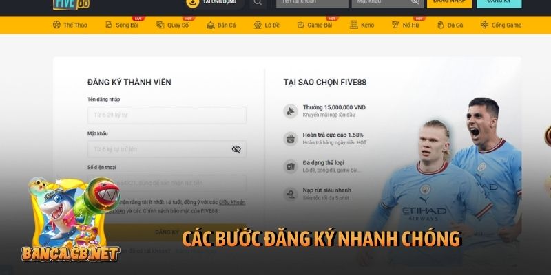 Đăng ký Five88 trên PC, Mobile để vào thiên đường cá cược 2 Các bước đăng ký nhanh chóng